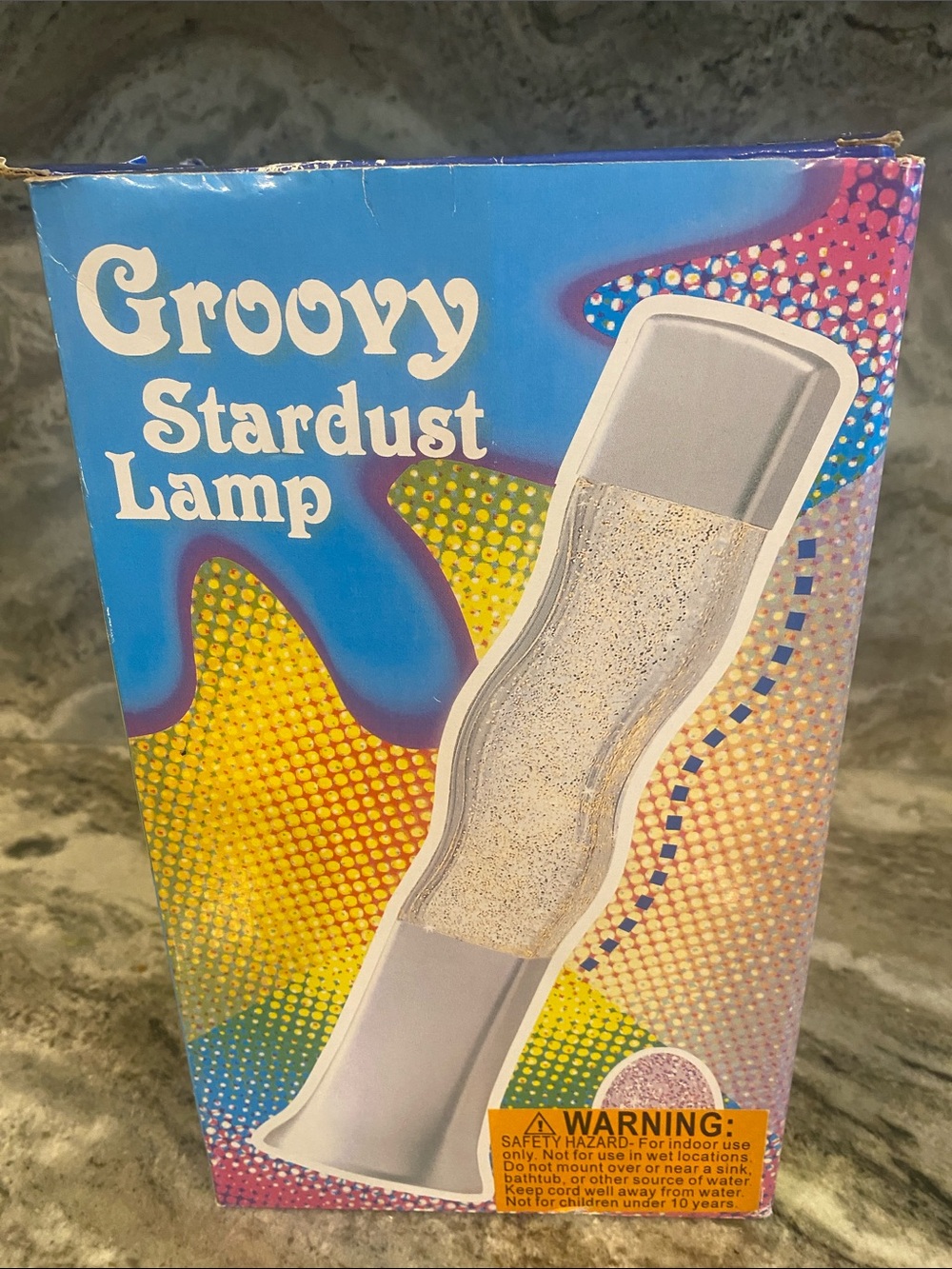 Creative Motion silver glitter Groovy Stardust filled wave shaped glass lamp NiB
